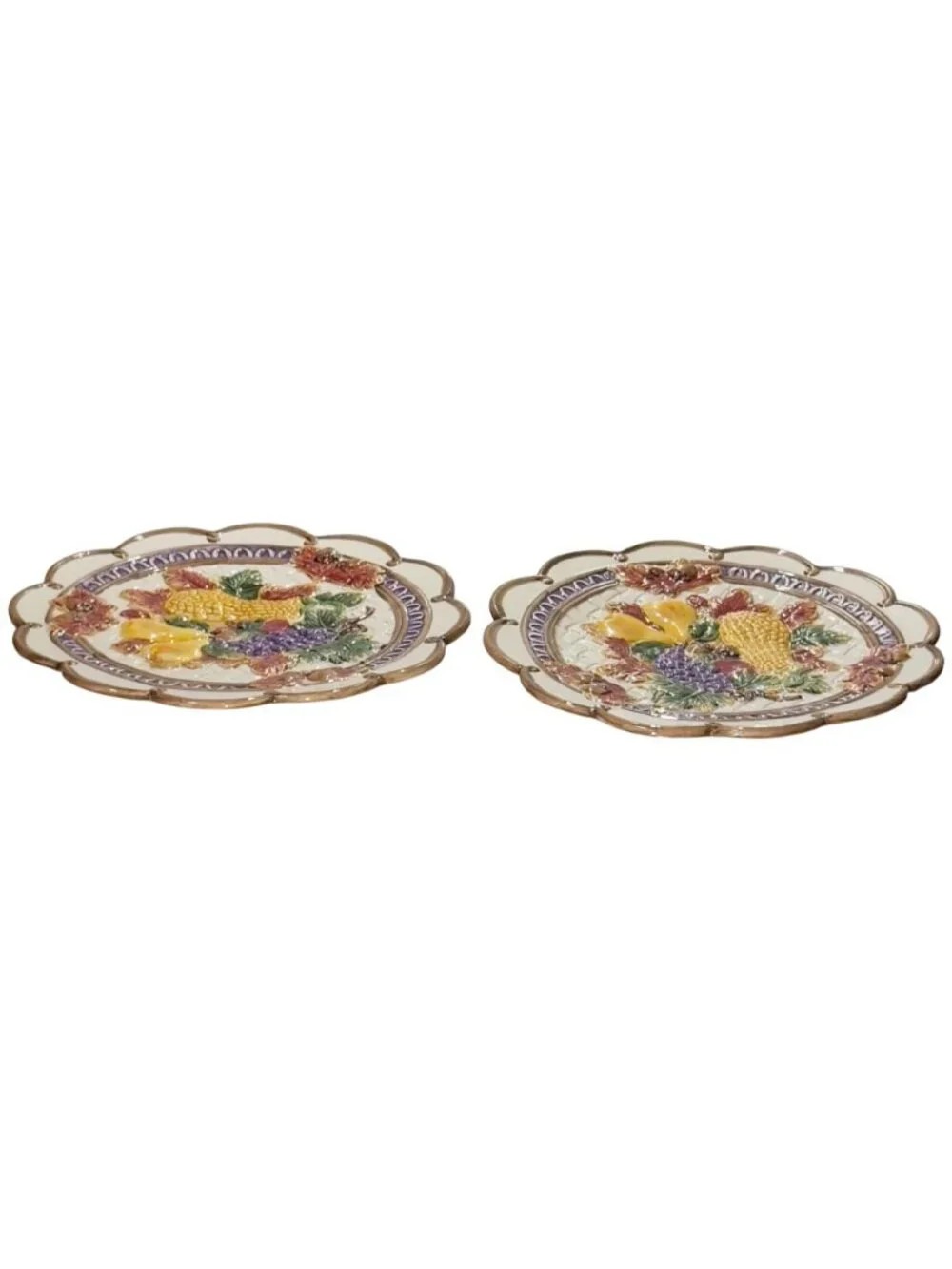 Fitz & Floyd Omnibus 1995 Fruit & Vegetable Ceramic Plate Set & Pitcher